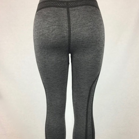 Dark grey sport Women’s leggings wide stitching side inserts high rise stretch - Picture 3 of 10